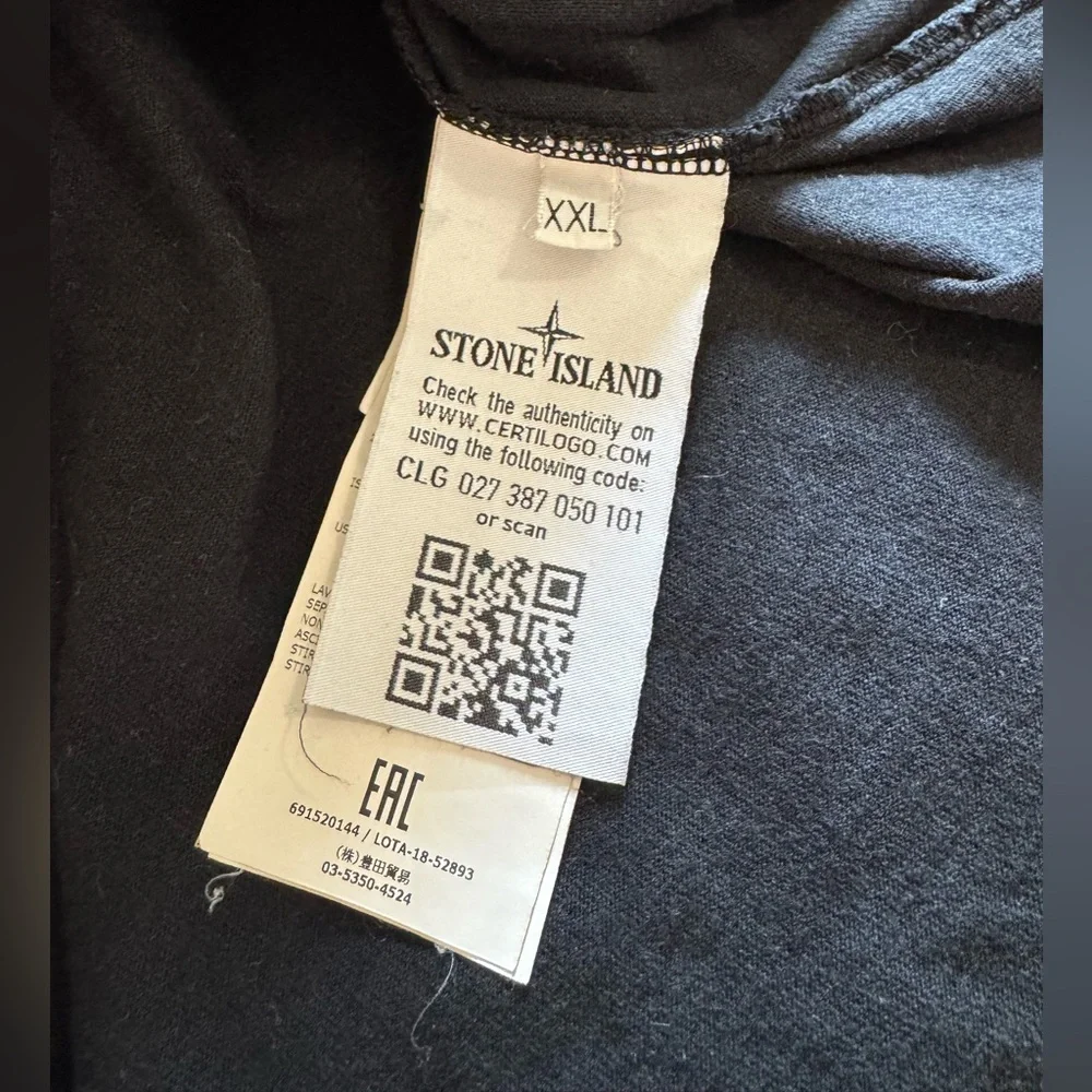 Stone Island Ribbed Neck Reflective Logo Black - Picture 5 of 7